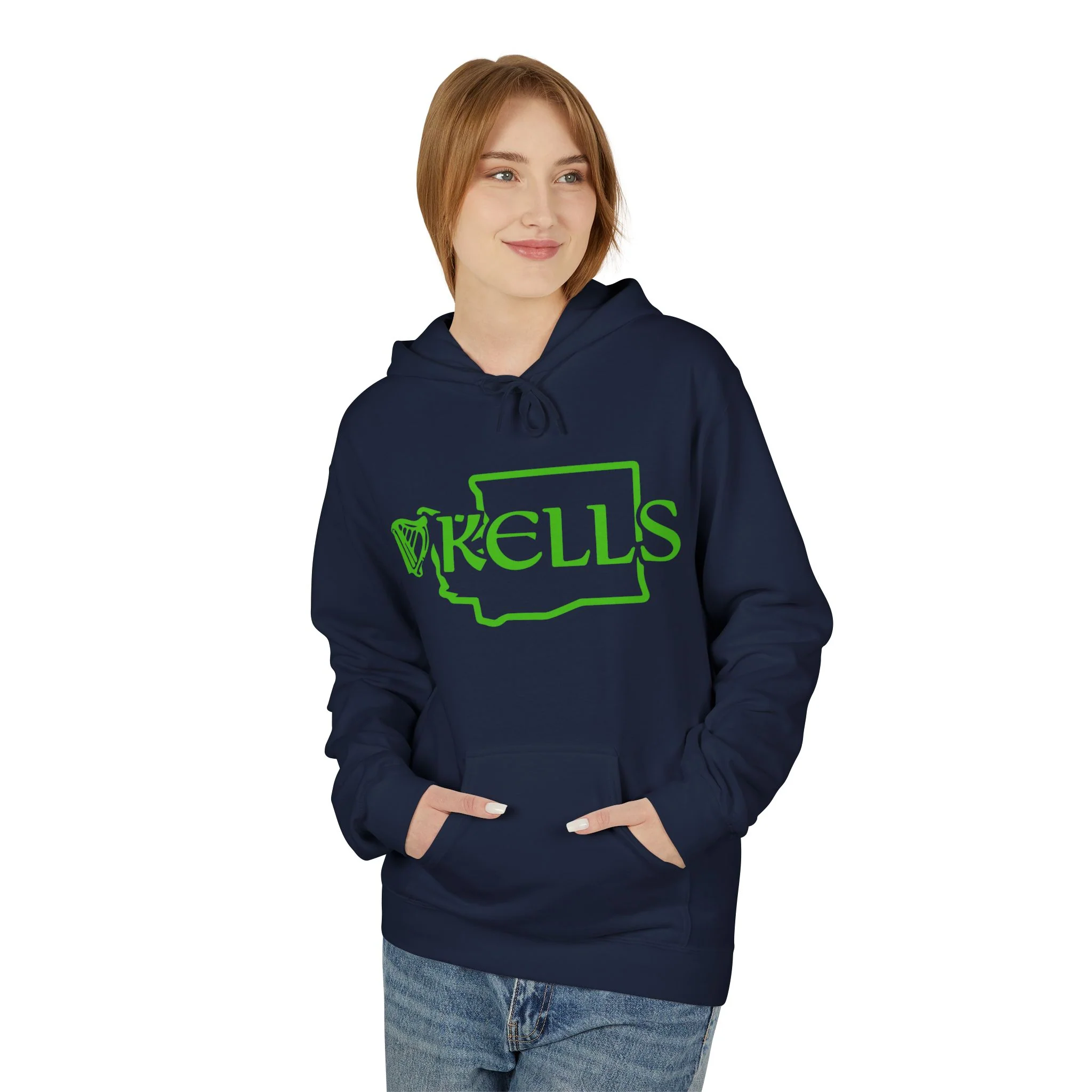 Kells Midweight Fleece Hoodie - Kelly Green WA Logo - Image 12