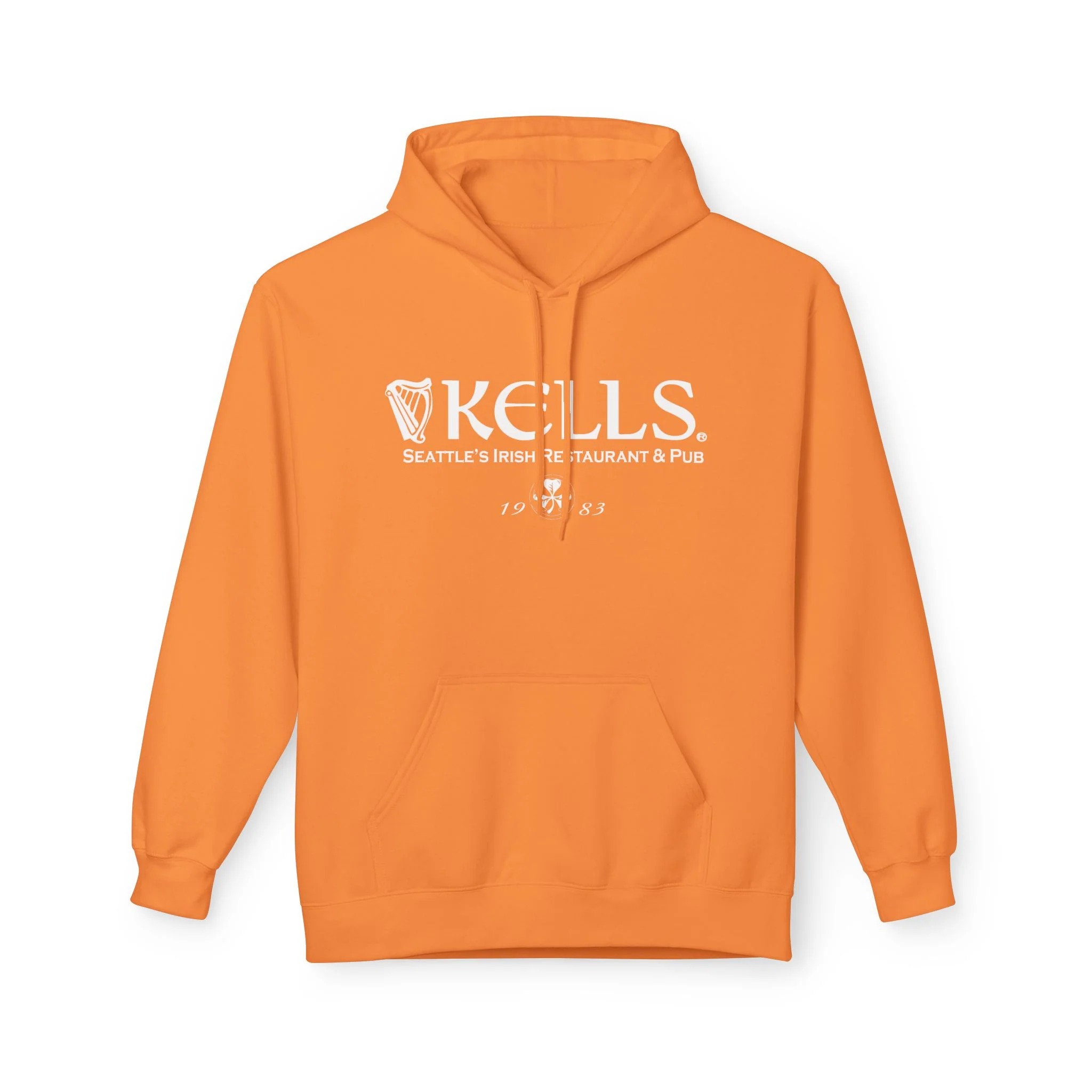 Kells Midweight Fleece Hoodie - White Classic Logo - Image 10