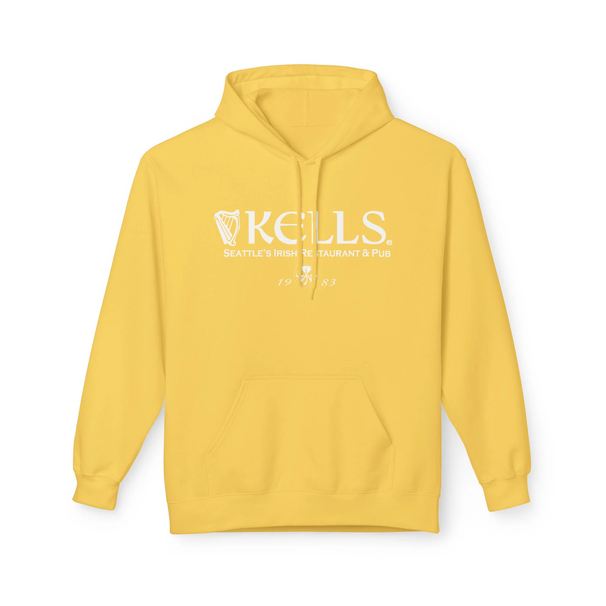 Kells Midweight Fleece Hoodie - White Classic Logo - Image 11