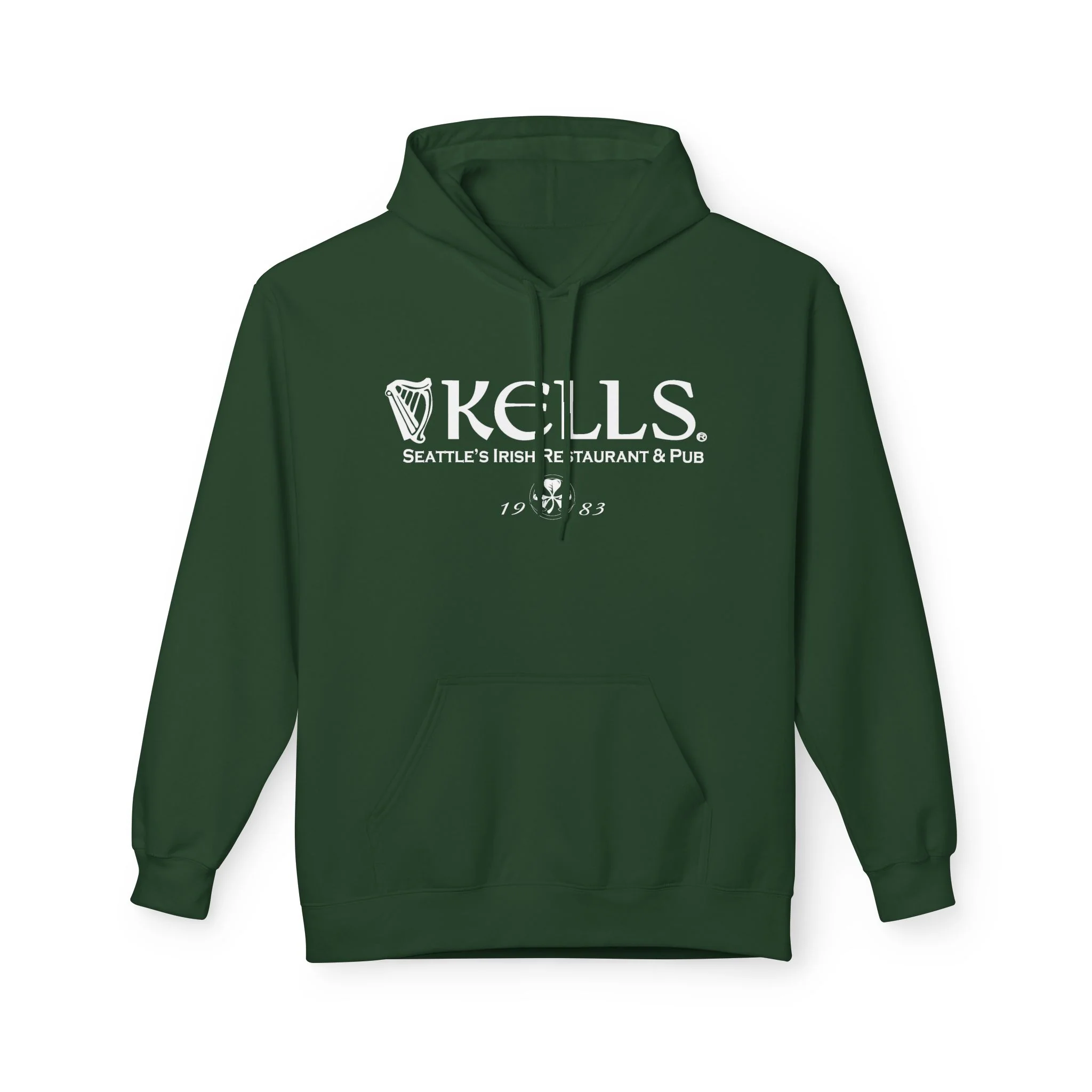 Kells Midweight Fleece Hoodie - White Classic Logo - Image 12