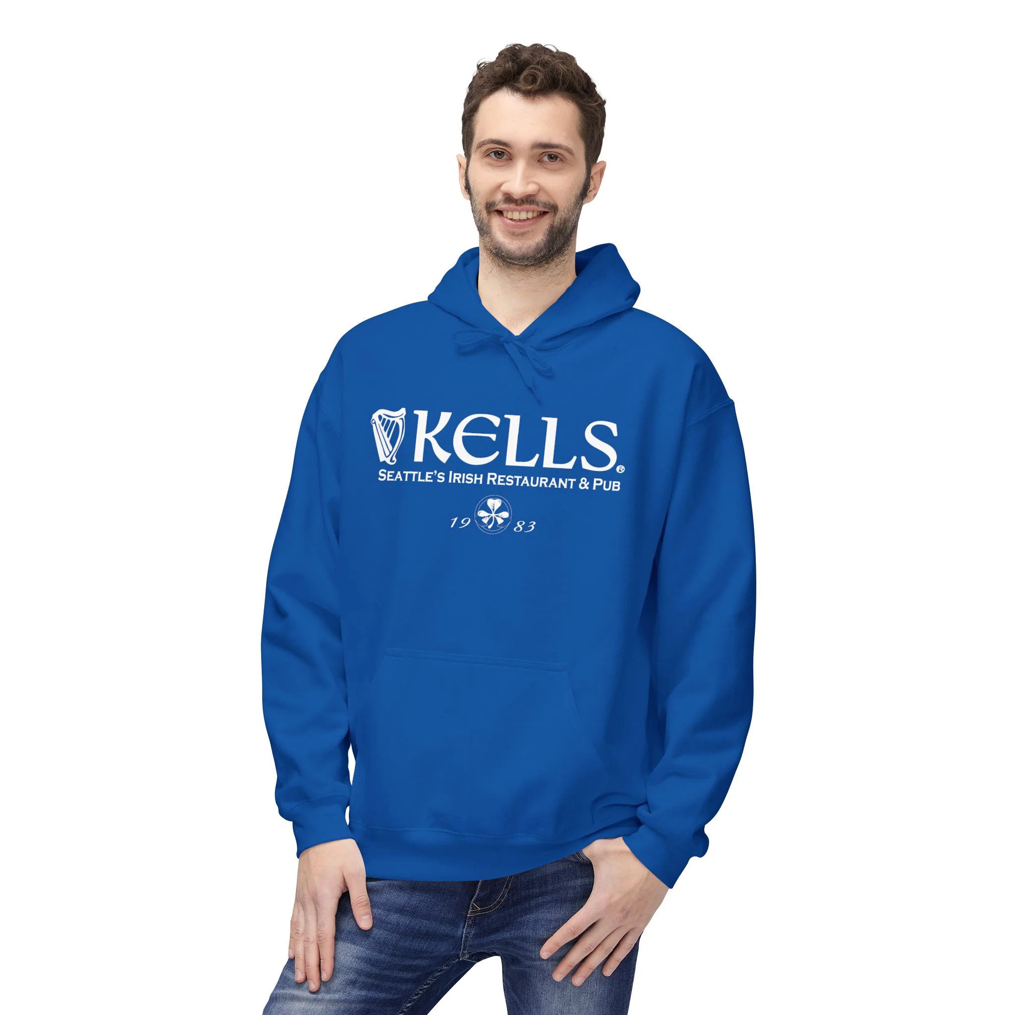 Kells Midweight Fleece Hoodie - White Classic Logo - Image 15