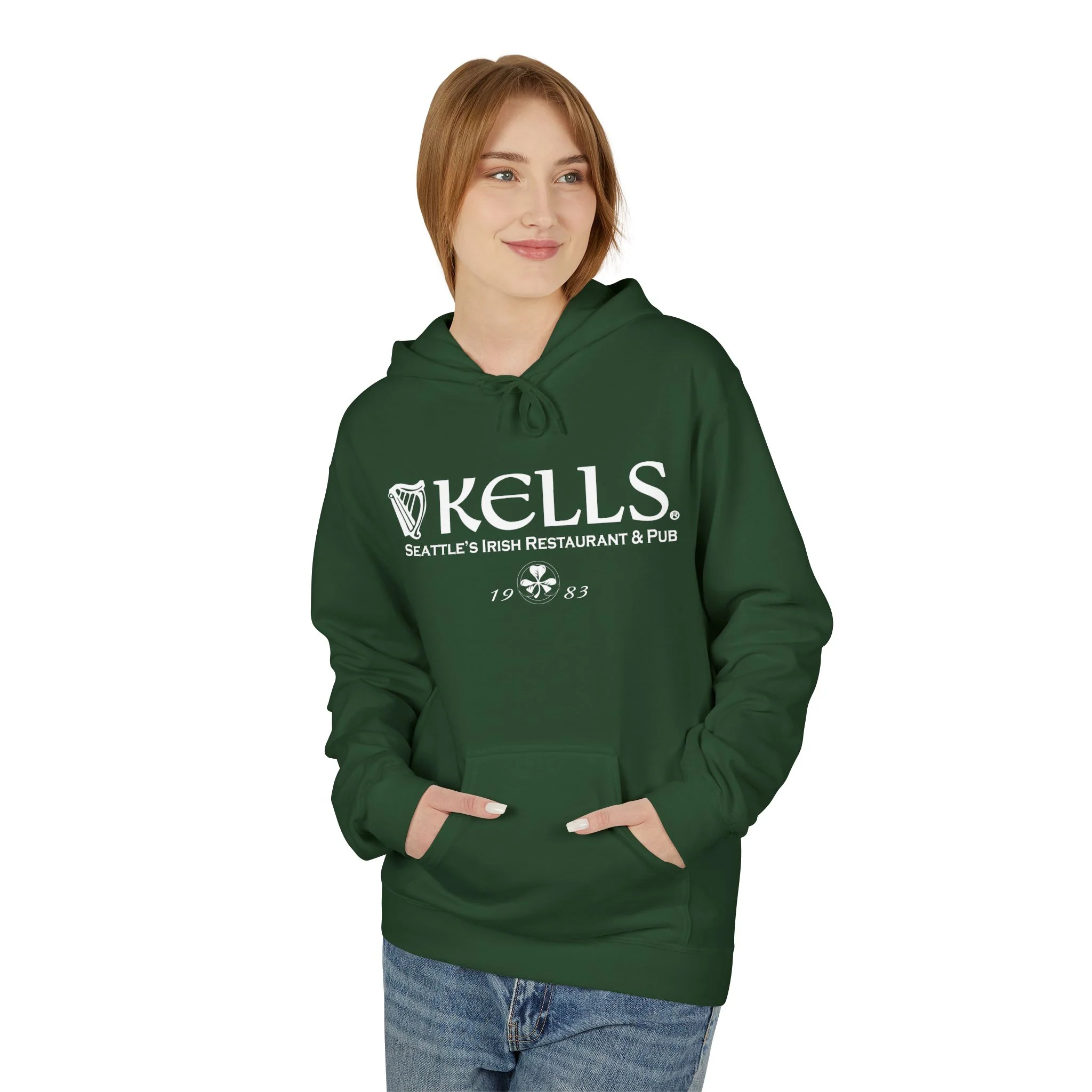Kells Midweight Fleece Hoodie - White Classic Logo - Image 16
