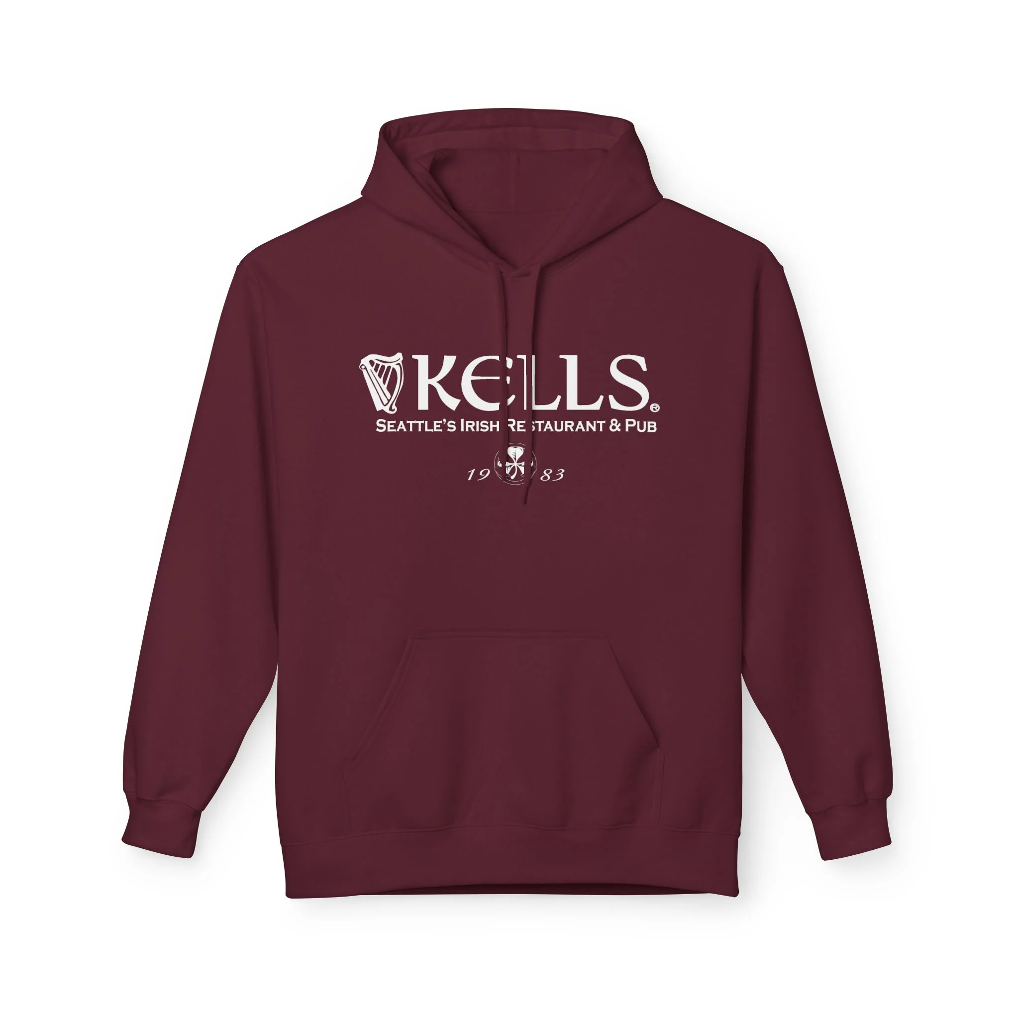 Kells Midweight Fleece Hoodie - White Classic Logo - Image 4