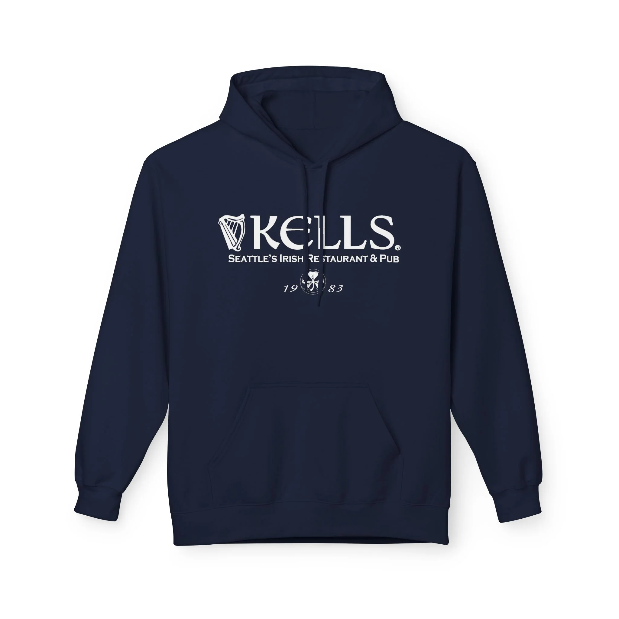 Kells Midweight Fleece Hoodie - White Classic Logo - Image 8