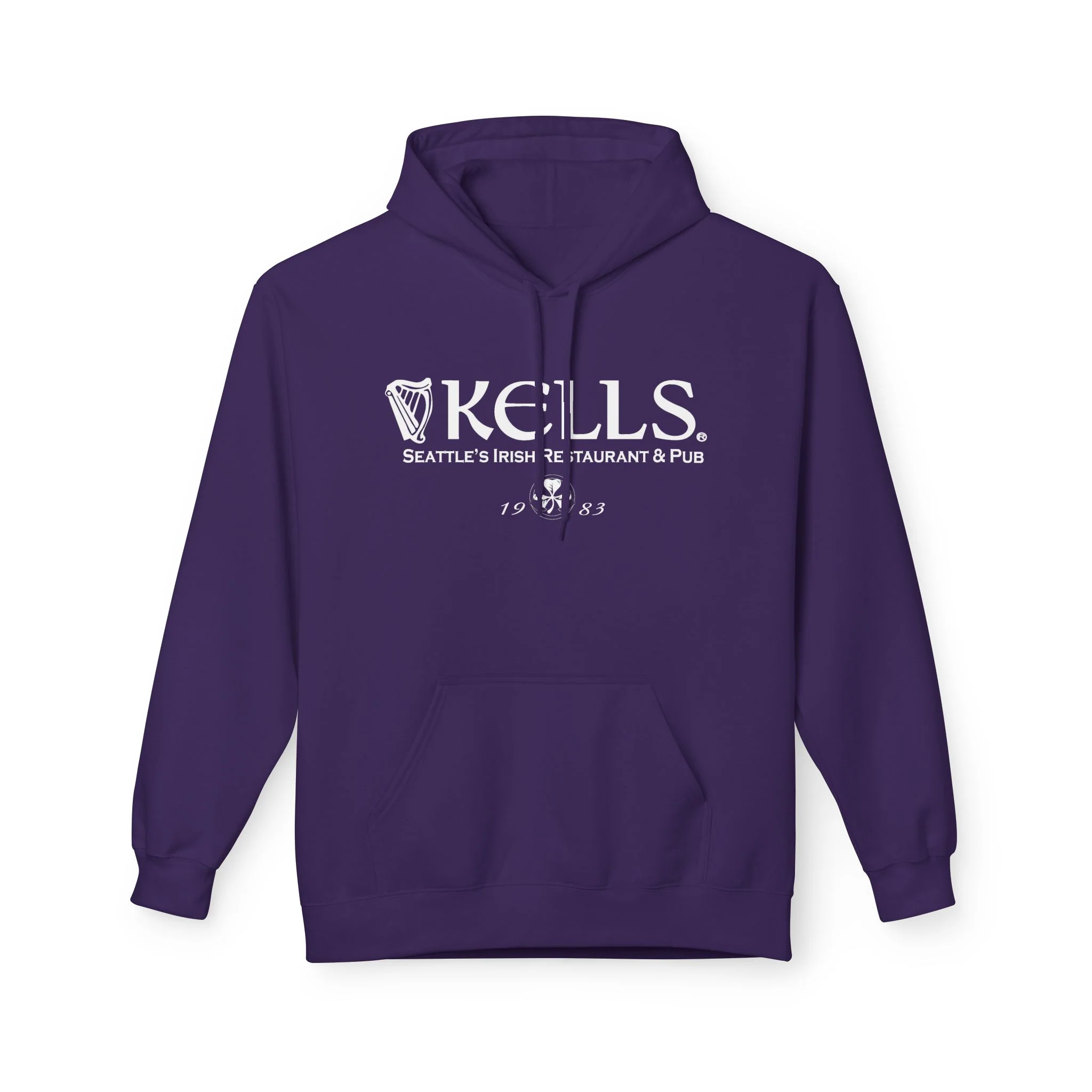 Kells Midweight Fleece Hoodie - White Classic Logo - Image 9